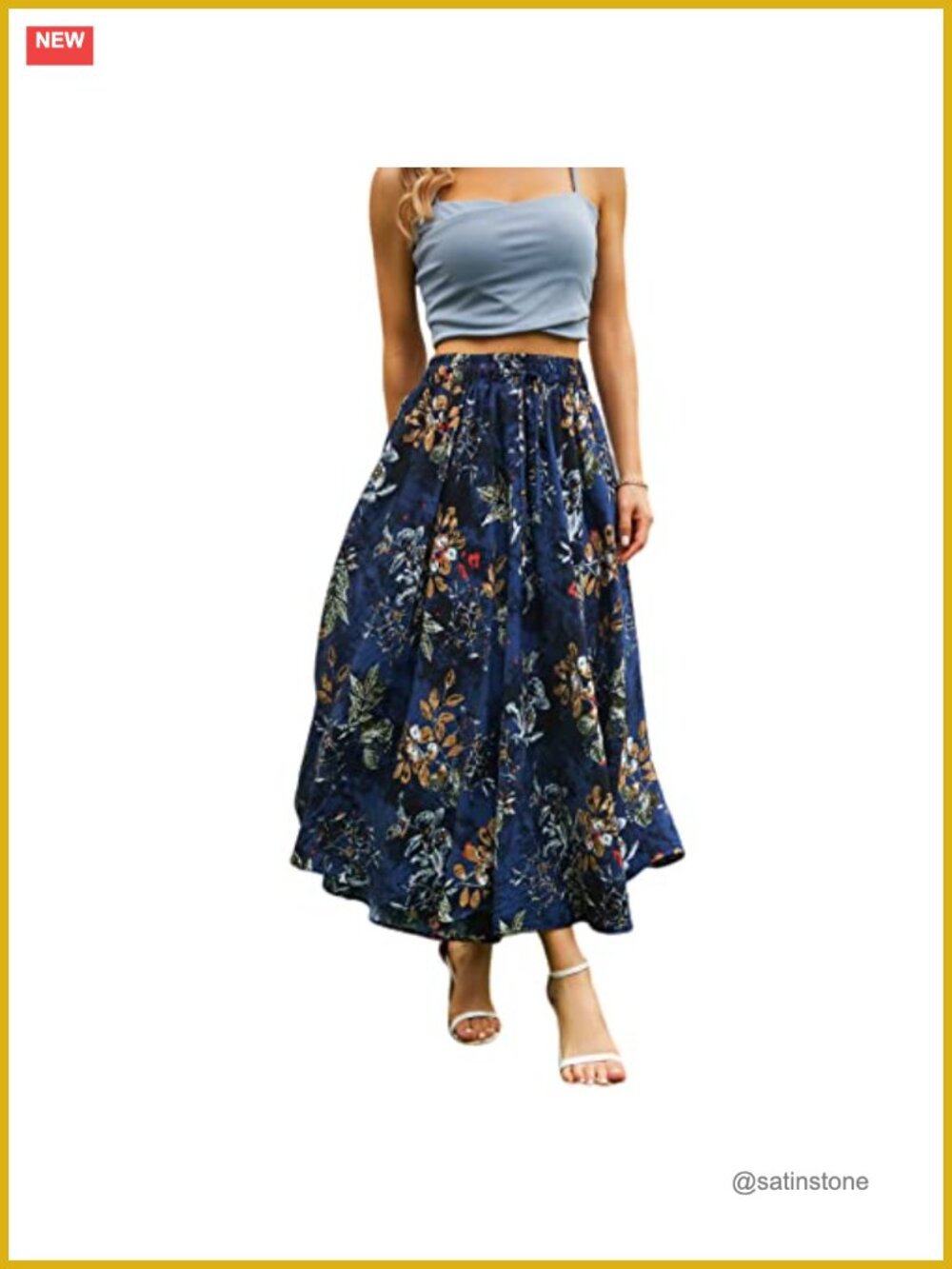 Women's Maxi Skirt with Pockets Elastic Waist Long Flowy